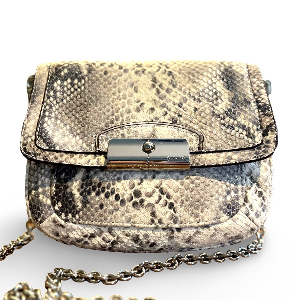Coach Kristin Python-Embossed Metallic Leather Crossbody Purse / Clutch - Picture 10 of 10